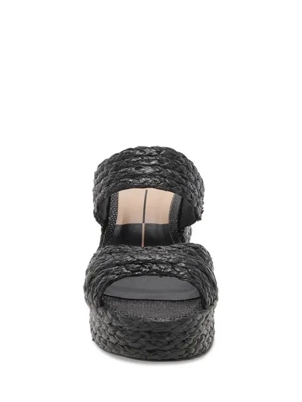 DOLCE VITA LATOYA RAFFIA PLATFORM SANDALS BLACK 9 - Picture 3 of 11